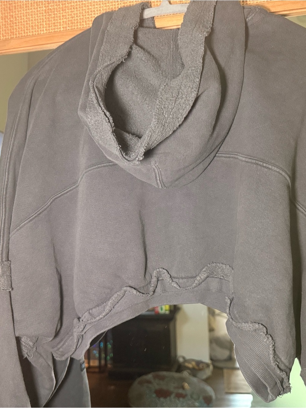 ♡ Joah Brown NWOT Deconstructed Crop Hoodie in Washed Black - Picture 13 of 16